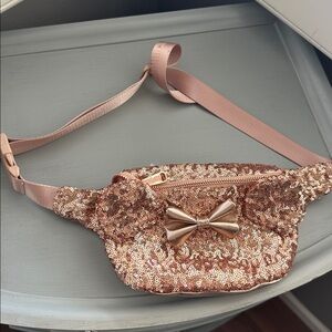 Disney Sequin Bow Fanny Pack. Rose gold